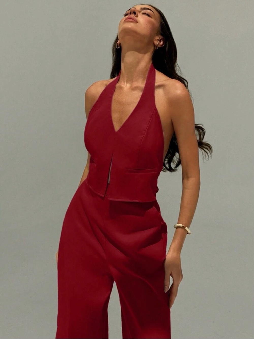 Women’s Halter Neck Red Jumpsuit